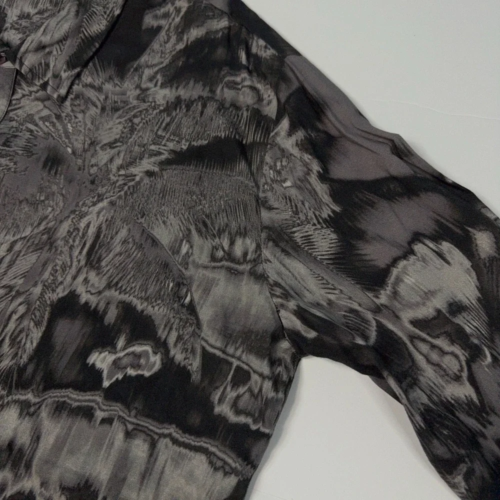 Designer SER.O.YA‎ Marcus Denim Shirt Mens Size L Long Sleeve Button Up Black